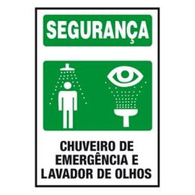 Placa de Segurança para Chuveiro de Emergência e Lavador de Olhos