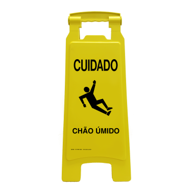 Placa de Sinalização Dobrável - Cuidado Chão Úmido