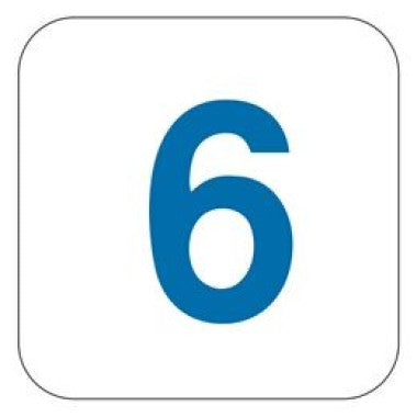 Placa Pictograma Número 6 Azul para Sinalização