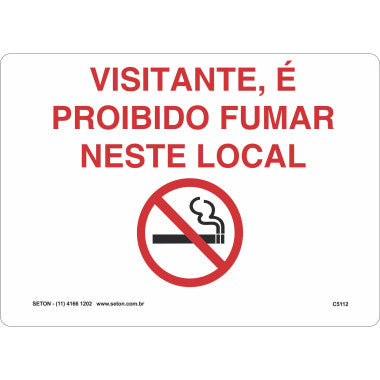 Placa Proibido Fumar - Sinalização para Visitantes
