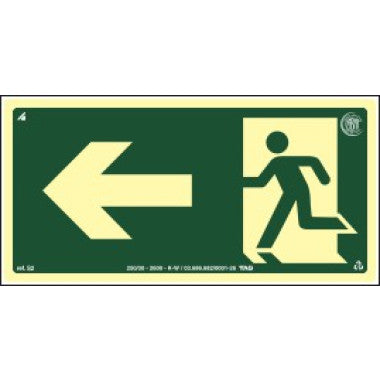 Placa Fotoluminescente S2 - Saída à Esquerda 12x24cm