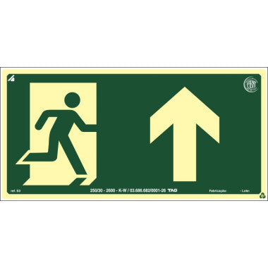 Placa Fotoluminescente S3 - Sinalização de Saída - 12cm x 24cm