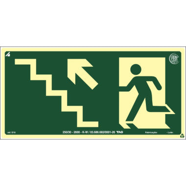 Placa Fotoluminescente S10 - Sinalização de Saída 12x24cm