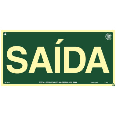 Placa Fotoluminescente S12 - Sinalização de Rota de Fuga 12cm x 24cm