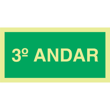 Placa Fotoluminescente S17 - 3º Andar - 20cm x 10cm