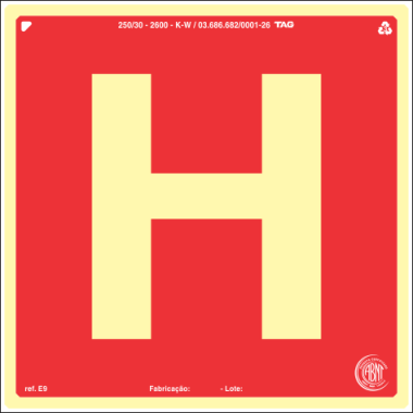 Placa Fotoluminescente E8 - Hidrante 20cm x 20cm