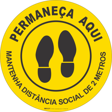 Adesivo de Chão Amarelo - Mantenha Distância Social