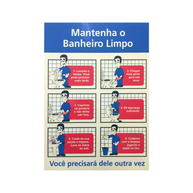 Placa de Sinalização: Mantenha o Banheiro Limpo Masculino