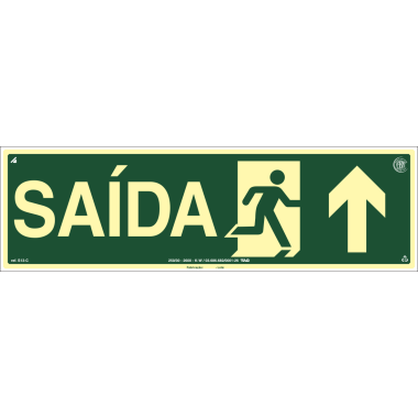 Placa Fotoluminescente S13 - Sinalização de Saída 15cm x 50cm