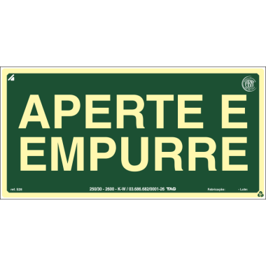 Placa Fotoluminescente M3 - Sinalização de Emergência 12cm x 24cm