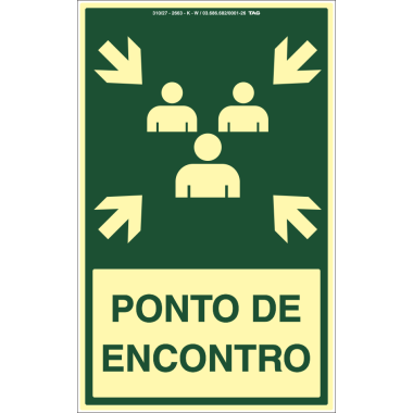 Placa Fotoluminescente - Sinalização de Ponto de Encontro 25cm x 40cm