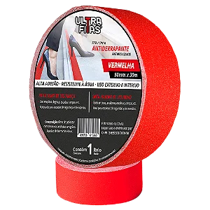 Faixa Fita Lixa Antiderrapante Adesiva 50 mm X 30 metros - Vermelha
