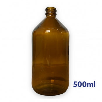 Frasco De Vidro Ambar Com Tampa Branca E Batoque 500 Ml R24 1836 1