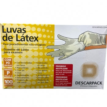 Luva De Procedimento Latex Com Po 100 Un Descarpack P 965 1