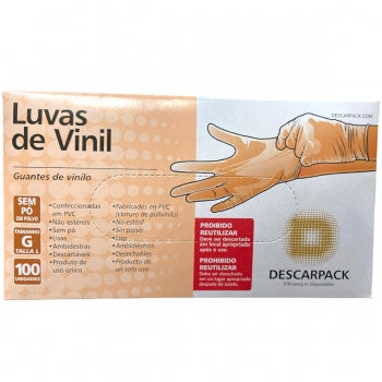 Luva De Vinil Sem Po 100 Un Descarpack G 1005 1
