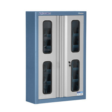 Armário Grande para Componentes - 2 Portas com Visor - Cinza e Azul