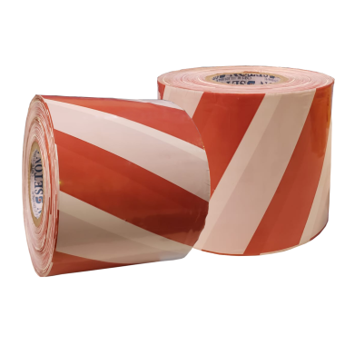Fita Isolamento Zebrada Branca e Vermelha | 15cm x 300m