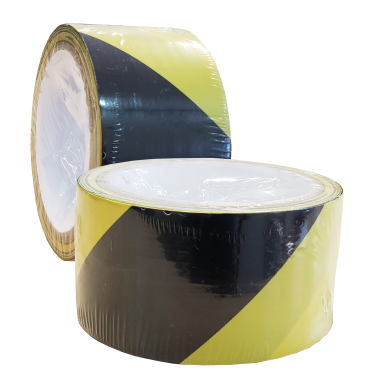 Fita Adesiva de Advertência Vinil 5cm x 16,4m - Zebrada Amarela e Preta