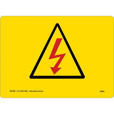 Placa de Sinalização Internacional - Eletricidade (Raio Vermelho)