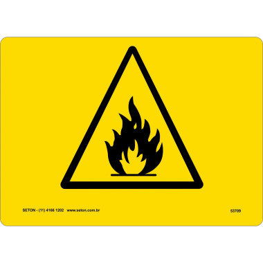 Placa de Sinalização Inflamável - Símbolo Internacional