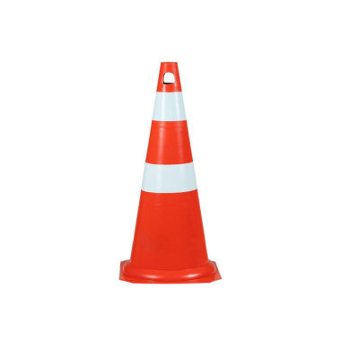 Cone de Sinalização Zebrado 75cm - Branco e Laranja
