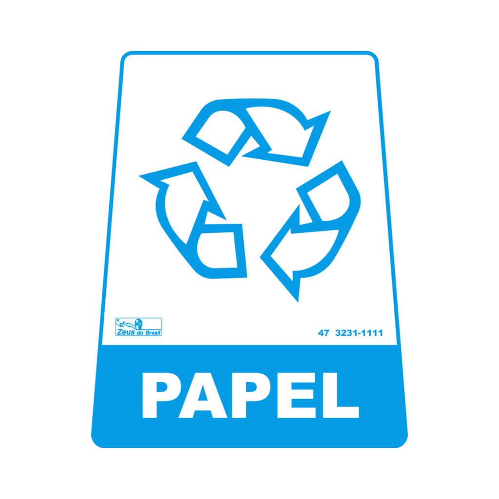Adesivo para lixeira com símbolo reciclável (papel) 12,6 x 19,5 x 15,5cm
