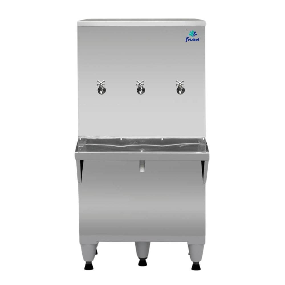 Bebedouro Industrial de Coluna Frisbel 100 Litros 3 Torneiras Geladas Inox - 220V