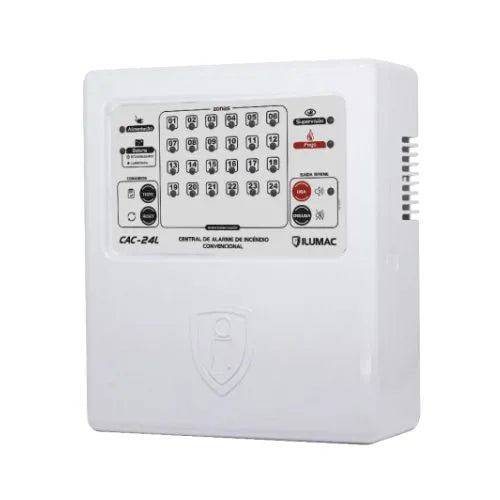 Central de Alarme de Incêndio Convencional 24 Setores CAC 24L 24V Ilumac
