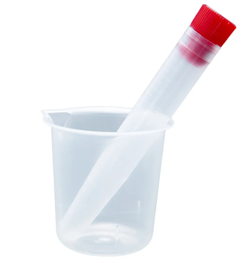 Kit urina estéril tubo 12ml tampa vermelha com becker