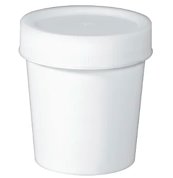 Coletor branco 80ml PP tampa branca 14mm com pá embalagem industrial