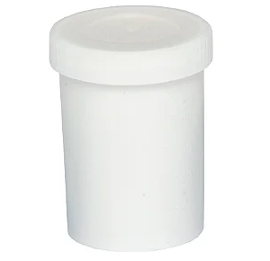 Coletor PP branco leitoso tampa branca com pá embalagem industrial 50ml