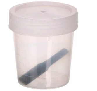 Coletor PP transparente tampa branca com pá embalagem industrial 50 - 70 -80ML