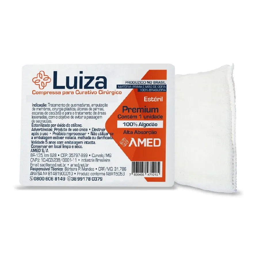 Compressa de Gaze para Curativo Cirúrgico 10X50cm Com Manta de Algodão Premium