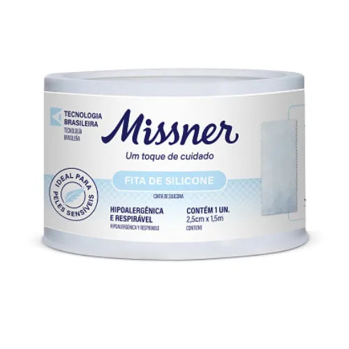 Fita de Silicone Hipoalergênica Branca 2,5cm X 1,5m - Missner