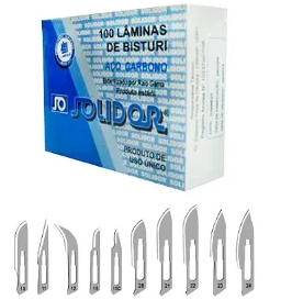 Lâminas de Bisturi Nº15C Aço Carbono C/ 100 Unidades