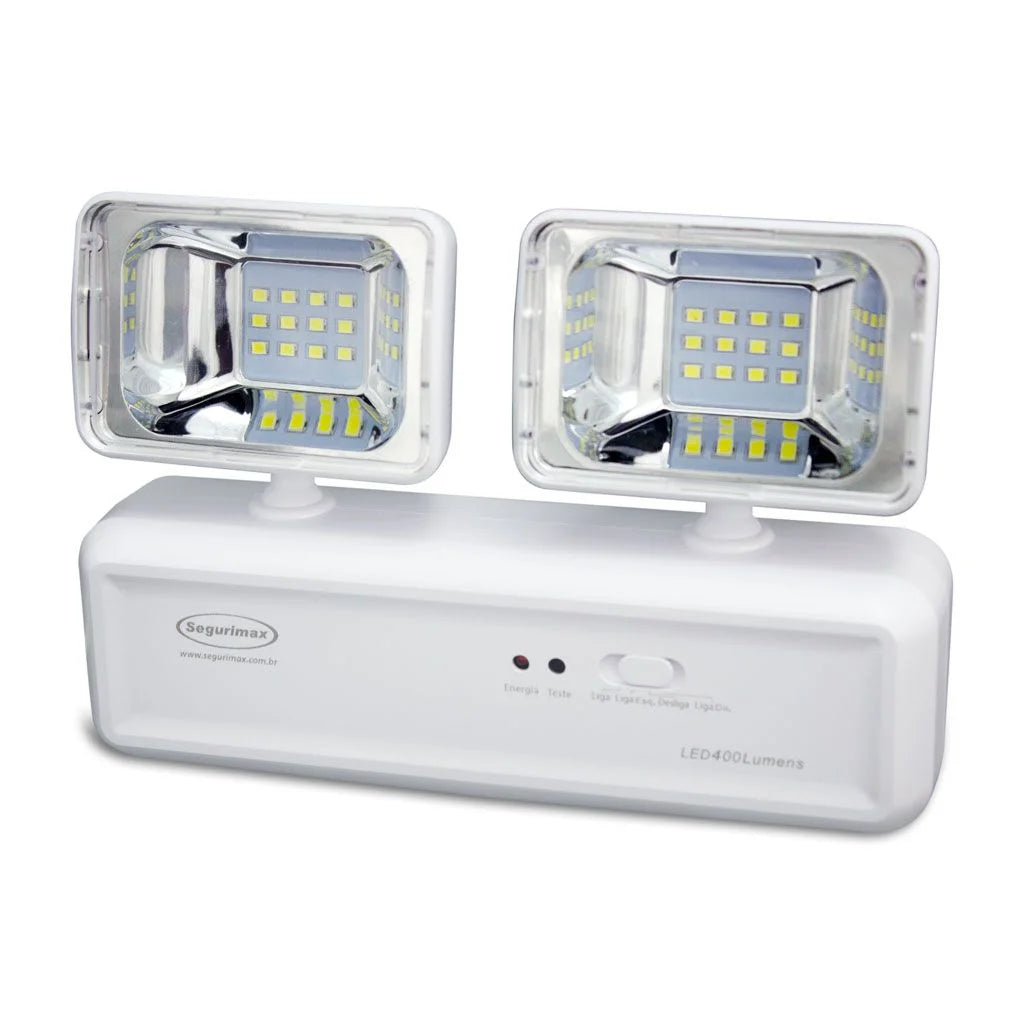 Luminária de Emergência LED 400 Lúmens | 2 Faróis