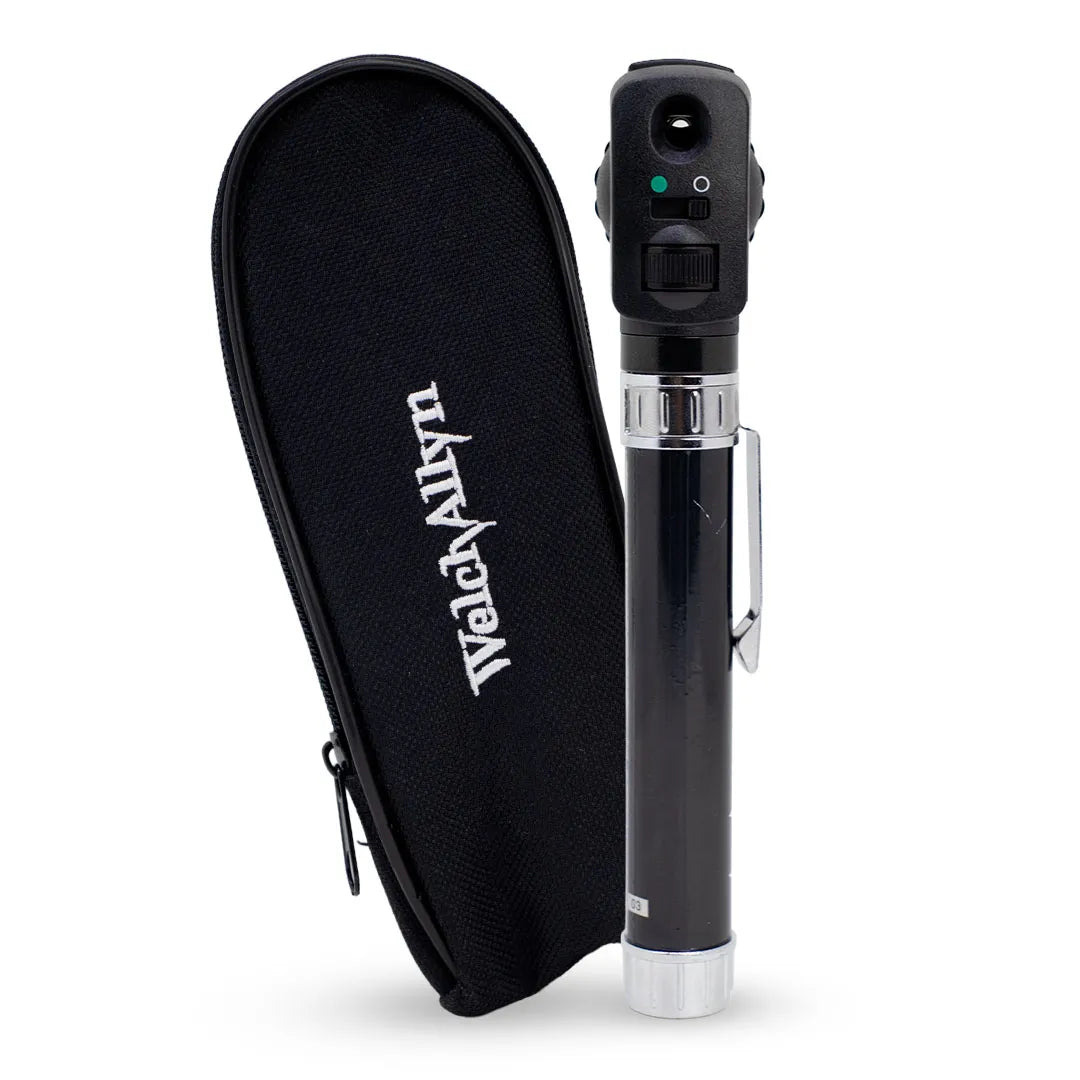 oftalmoscópio pocket junior 12851 com cabo e estojo welch allyn