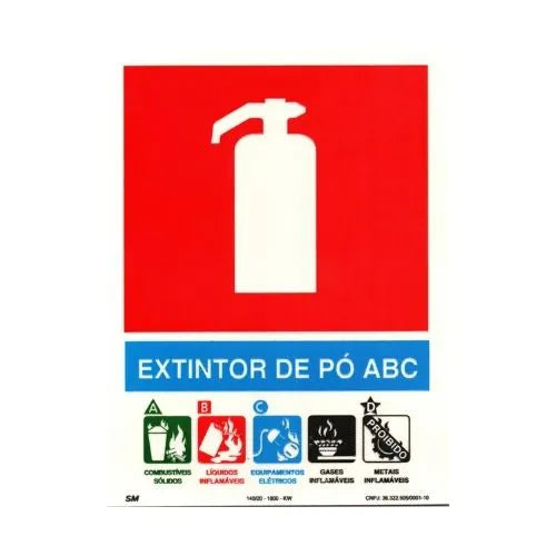 Placa Extintor ABC com Descrição Fotoluminescente Certificada 15x20cm