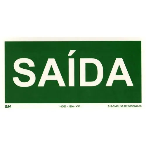 Placa Saída Fotoluminescente Certificada 12x24cm