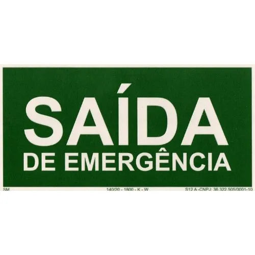 Placa Saída de Emergência Fotoluminescente Certificada 15x30cm