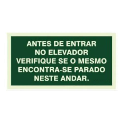 Placa Verifique se o elevador encontra-se neste andar 12x24cm