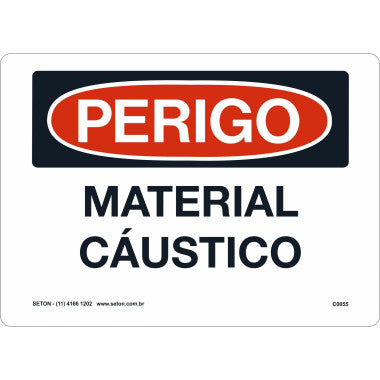 Placa de Sinalização de Perigo - Material Cáustico