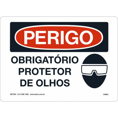 Placa de Sinalização - Uso Obrigatório de Protetor de Olhos