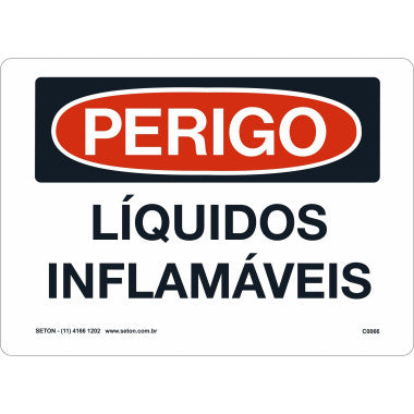 Placa de Perigo - Sinalização de Líquidos Inflamáveis