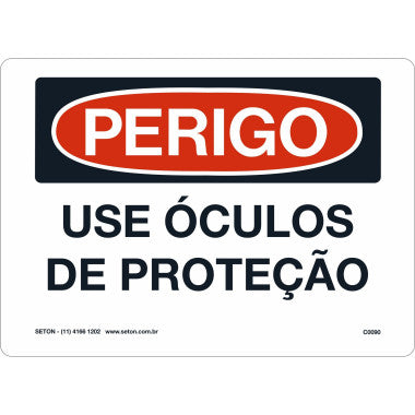 Placa de Sinalização - Use Óculos de Proteção