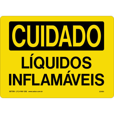 Placa de Sinalização: Cuidado com Líquidos Inflamáveis