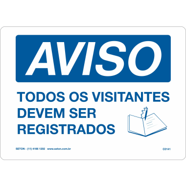 Placa de Aviso: Registro de Visitantes Obrigatório