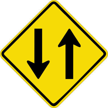 Placa de Sinalização Mão Dupla Adiante em Alumínio