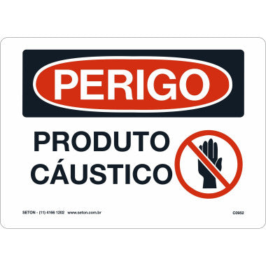 Placa de Sinalização de Perigo - Produto Cáustico