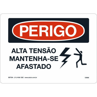 Placa de Perigo Alta Tensão - Mantenha-se Afastado